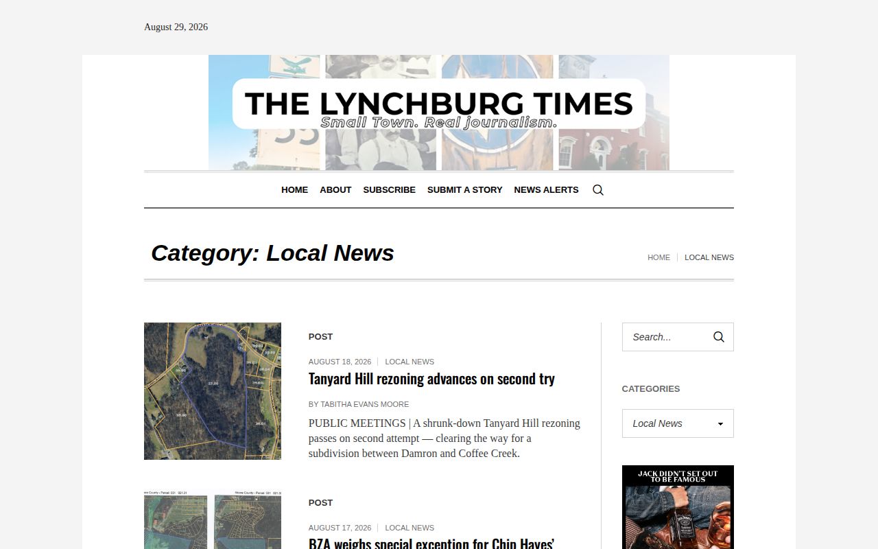 Moore County arrest news source, The Lynchburg Times local-news section